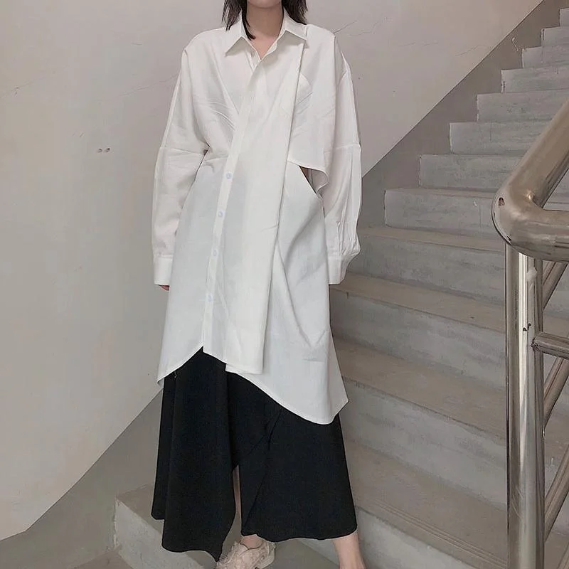 Beautiful White Tunics For Women Stand Collar Hollow Out Maxi Spring Dresses garde