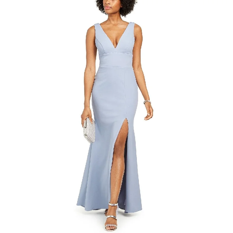 Betsy & Adam Women's Deep V-Neck Gown Blue Size 12