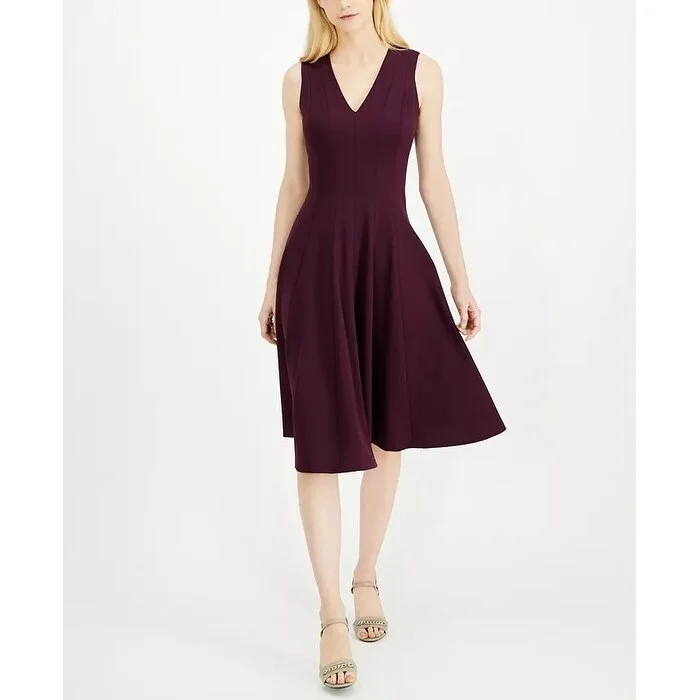 Calvin Klein Women's Fit & Flare Midi Dress Purple Size 8