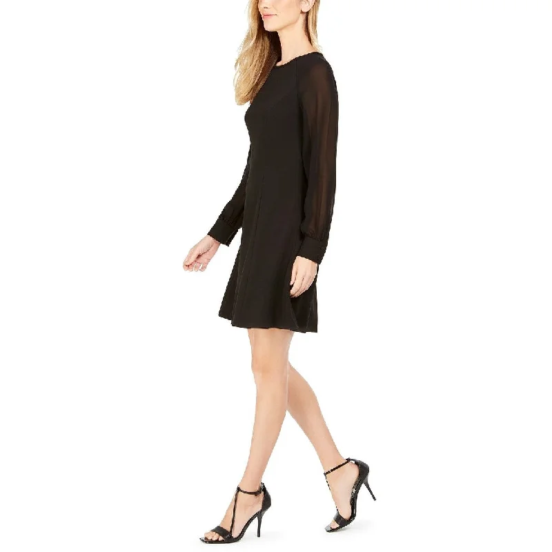 Calvin Klein Women's Illusion-Sleeve Dress Black Size 8