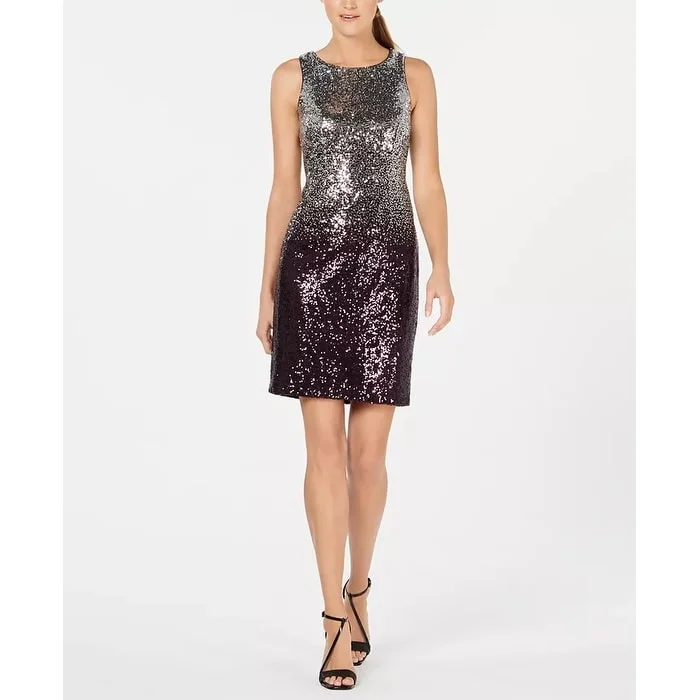 Calvin Klein Women's Ombre Sequin Sheath Dress Gray Size 2