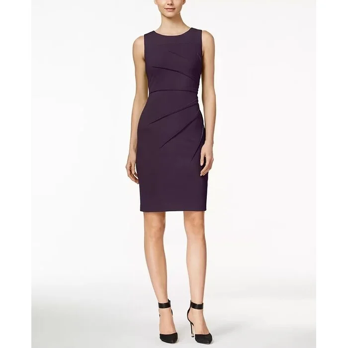 Calvin Klein Women's Sunburst Sheath Dress Purple Size 16