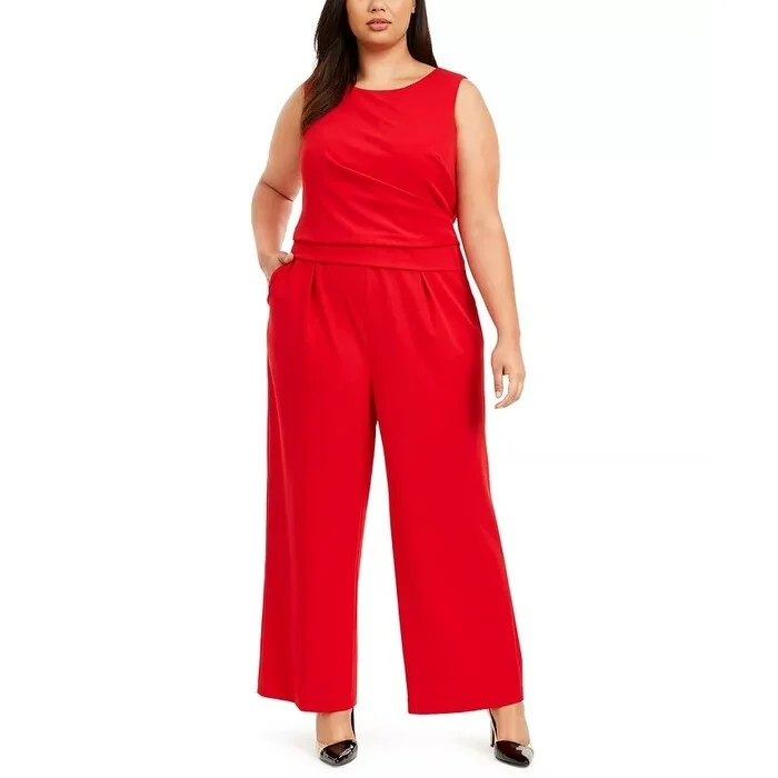 Calvin Klein Women's Wide Leg Jumpsuit Medium Red Size Petite Small - Petite Small