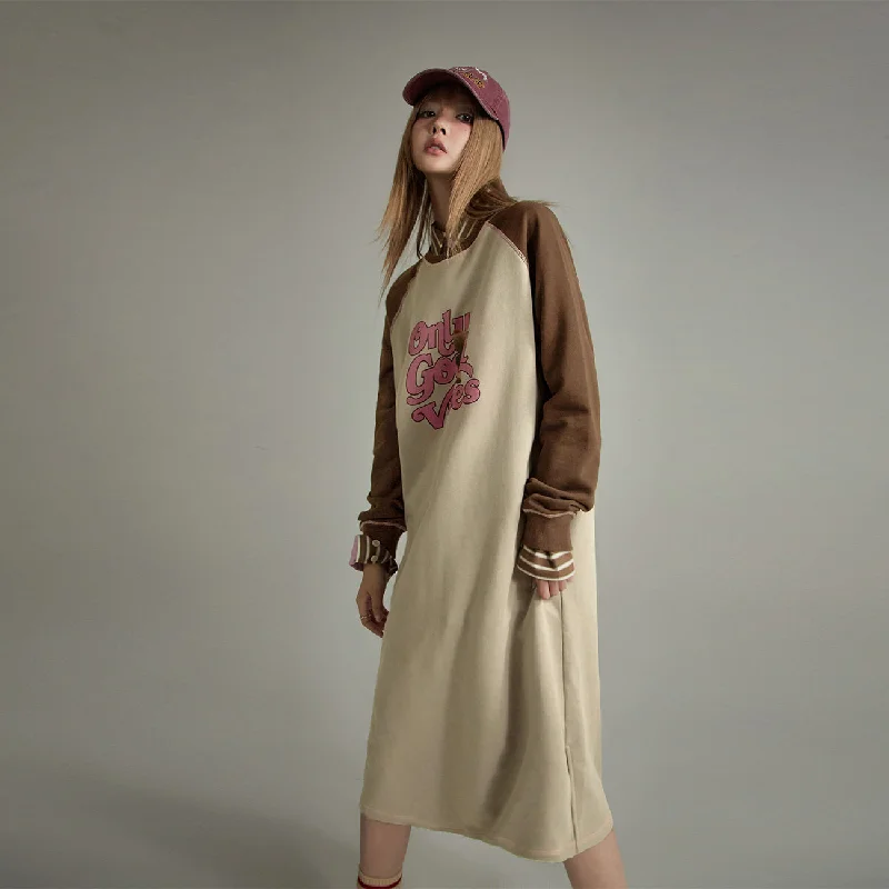 Only Good Vibes Teddy Bear Raglan Dress Refined Women's Hand - crafted