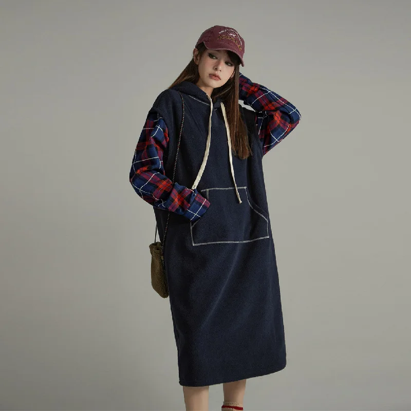 String Pocket Loose Fit Dress Trendy Women's Oversized