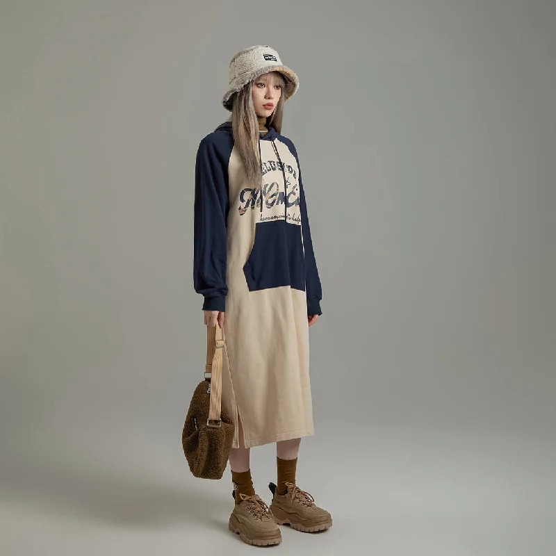 Raglan Loose Fit Hooded Dress Athletic Women's High - 