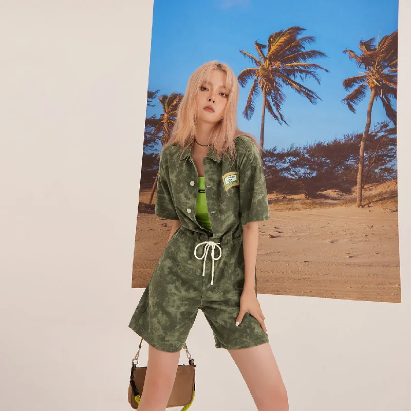 Cameo Short-Sleeved Shorts Jumpsuit Modern Women's 