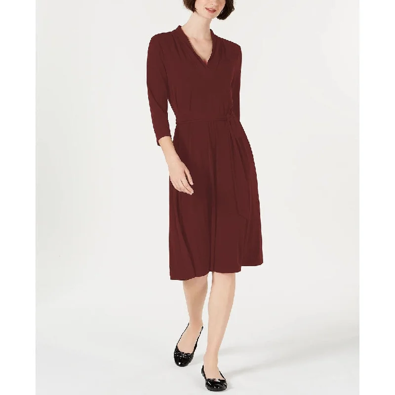 Charter Club Women's 3/4-Sleeve Midi Dress Wine Size Small