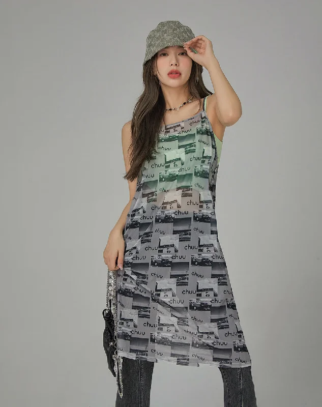 Vintage Photos See-Through Cami Dress Practical Women's Quick - dry