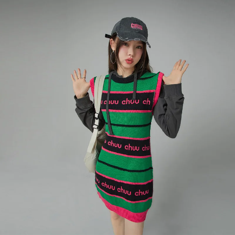 Surprise Me Chuu Stripe Sleeveless Dress Laid - back Women's Vibe