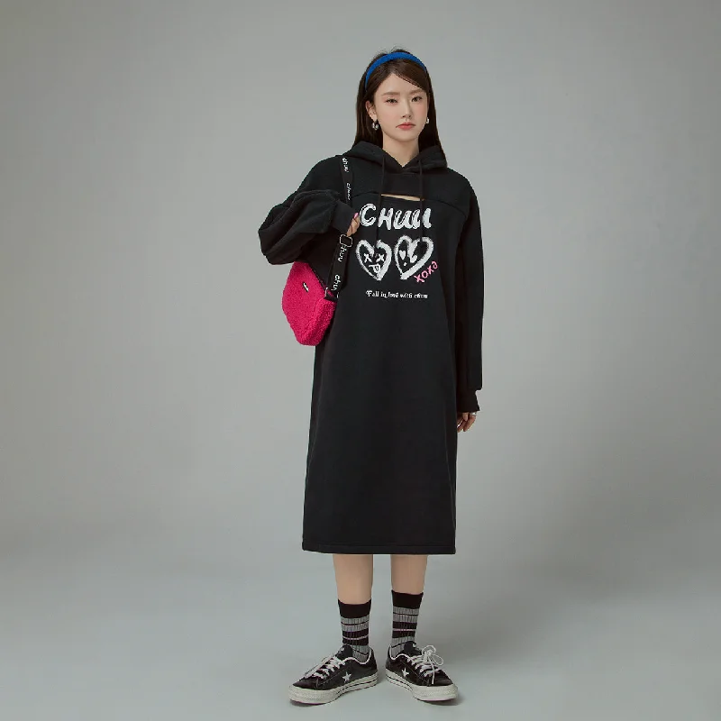 It Is You Or Me Loose Fit Hooded Dress Confident Women's Power