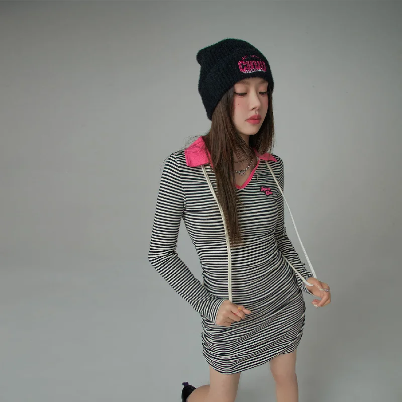 Casual Cutie Stripe V-Neck Dress Cashmere