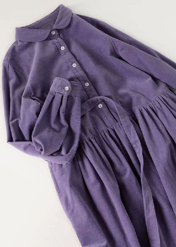 Chic Purple Patchwork Corduroy Shirt Dresses Long Sleeve Sophisticated Women's Tailored Chic Purple Patchwork Corduroy Shirt Dresses Long Sleeve Sophisticated Women's Tailored