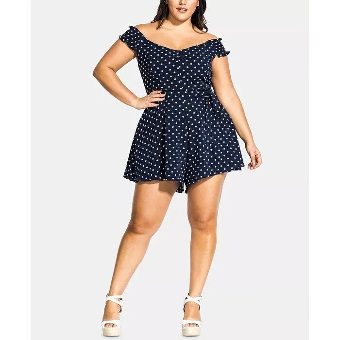 City Chic Women's Plus Fresh Spot Romper Dark Blue Size 22W