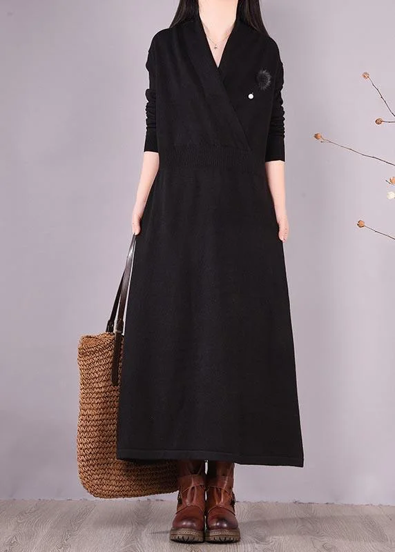 Classy V Neck Asymmetric Spring Dresses Shape Black Maxi Dresses Dapper Women's 1920S Classy V Neck Asymmetric Spring Dresses Shape Black Maxi Dresses Dapper Women's 1920S
