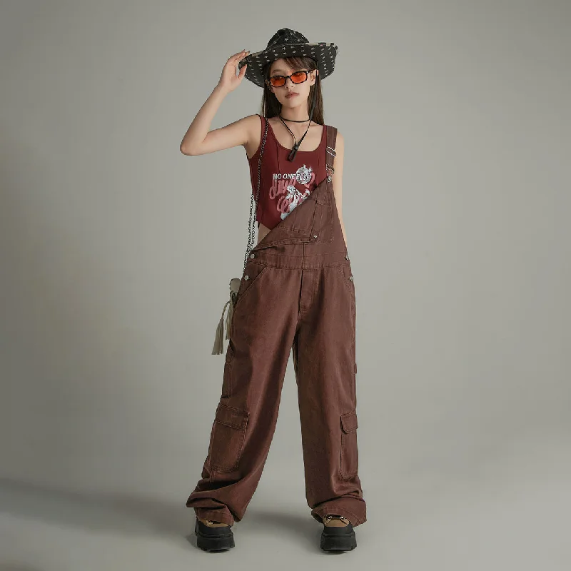 Wide Casual Denim Suspenders Jumpsuit Sustainable Organic