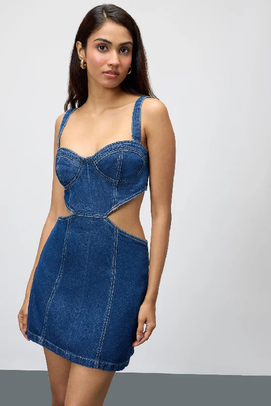 Cut Out Mini Denim Dress