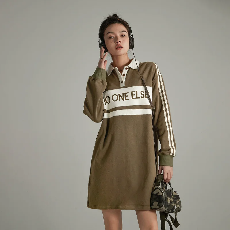 Polo Neck Sporty Dress Dynamic Women's Moto