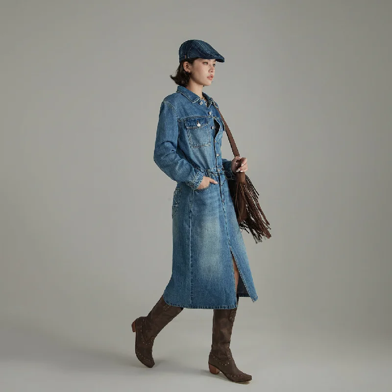 String Slit Denim Dress Sharp Women's Italian