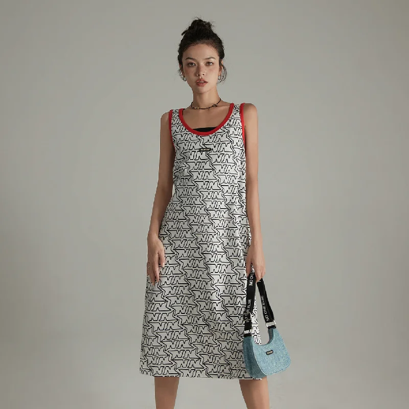 Sleeveless Logo Symbol Long Dress Refined Women's Classic 
