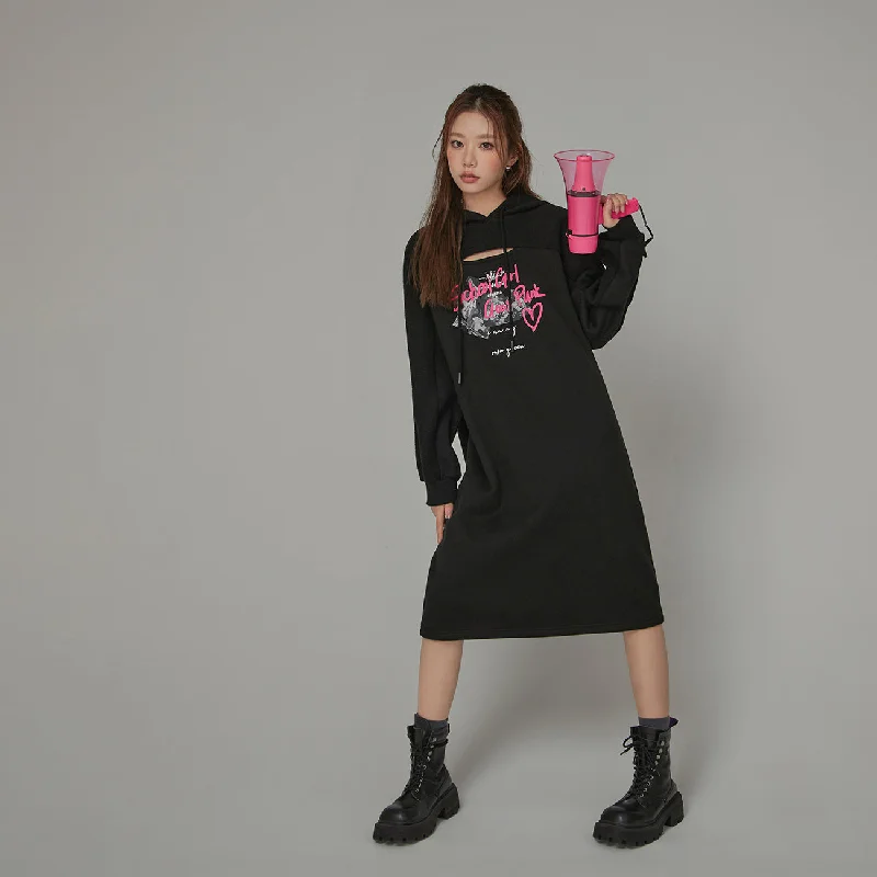 Front Slit Hooded Dress Sporty Women's Athleisure 