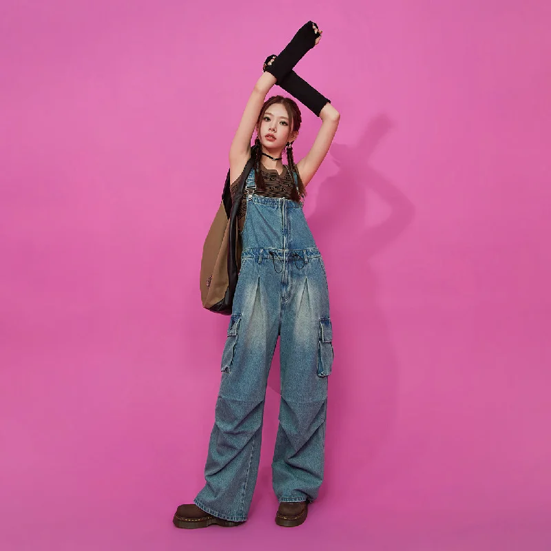 Big Pocket Denim Overalls Hip Women's Urban