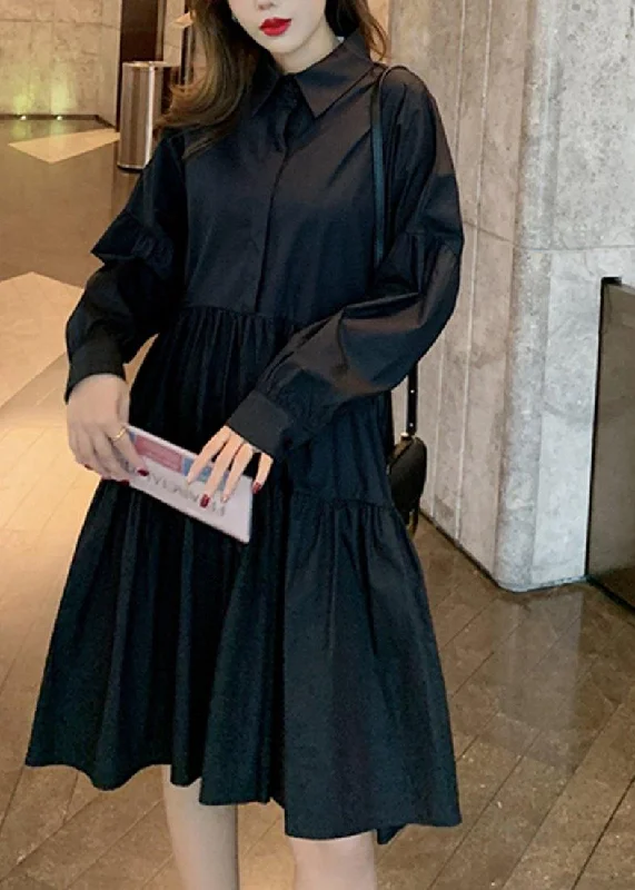 French Black Stand Collar Spring Robe Dresses Bold Women's Animal Print