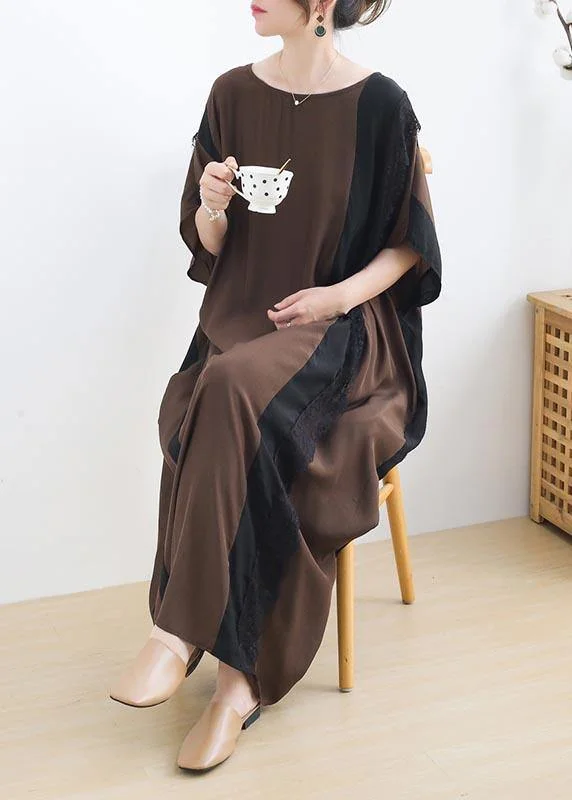 French Chocolate Patchwork Cotton Lace Summer Dresses Sporty Women's Tennis