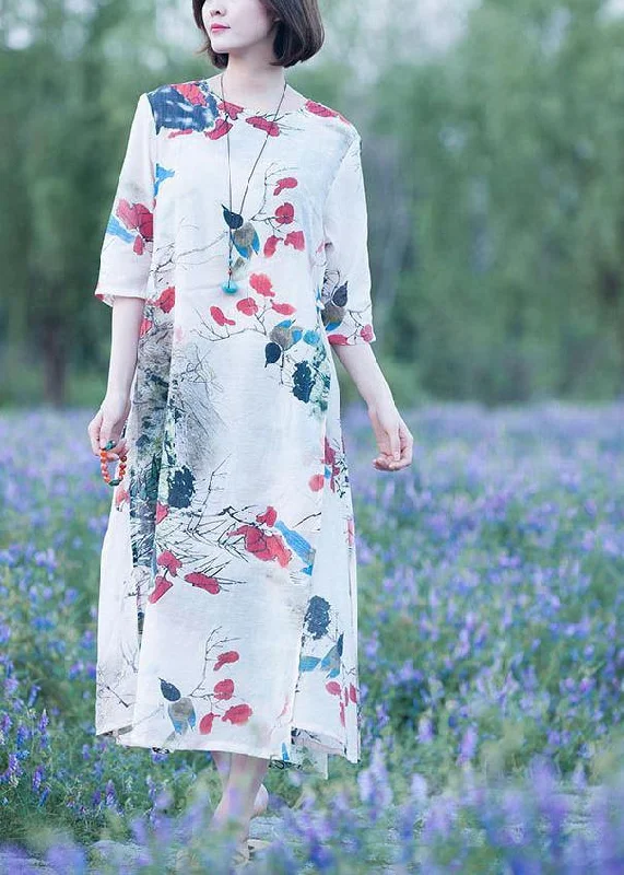 French O Neck Half Sleeve Summer Dresses Sleeve Print Dresses Refined Women's Velvet