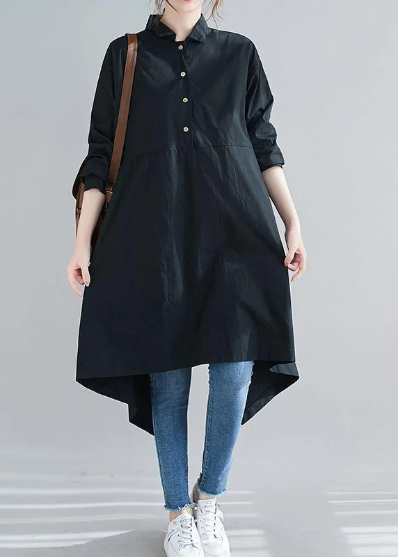 Handmade Lapel Asymmetric Spring Clothes For Women Design Black Maxi Dresses Rugged Women's Outdoor Handmade Lapel Asymmetric Spring Clothes For Women Design Black Maxi Dresses Rugged Women's Outdoor
