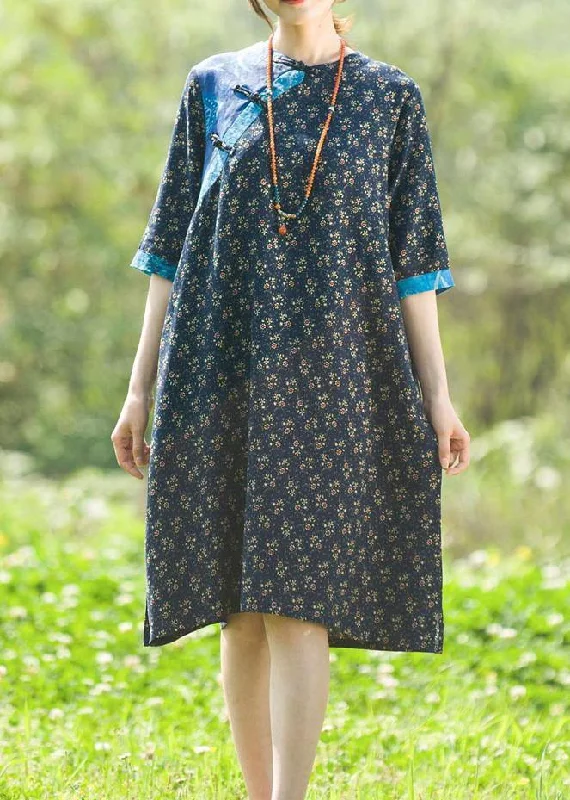 Handmade O Neck Half Sleeve Summer Tunic Wardrobes Print Art Dresses Modern Women's Tech Handmade O Neck Half Sleeve Summer Tunic Wardrobes Print Art Dresses Modern Women's Tech