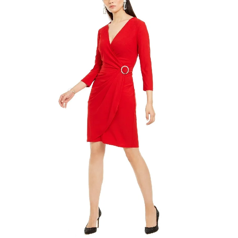 INC International Concepts Women's Wrap Dress Dark Red Size X-Small