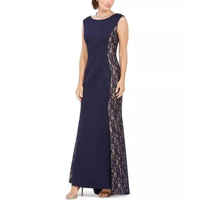 Jessica Howard Women's Sequined Lace Scuba Mermaid Gown Navy Size 16