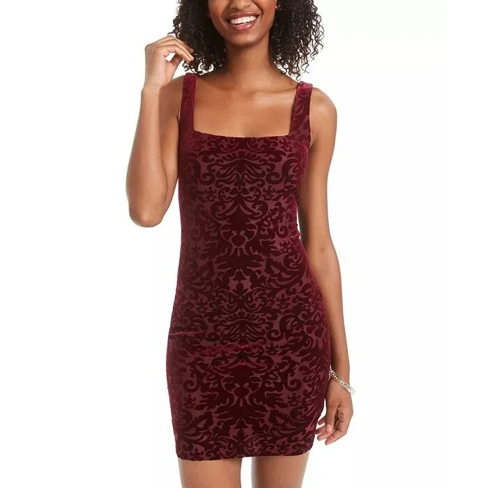 Jump Junior's Velvet Burnout Sheath Dress Red Size X-Small