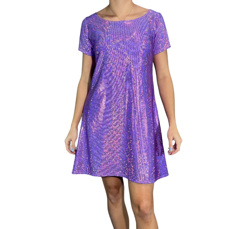 Lavender Holographic Sparkly Tee Dress | Shirtdress in Purple