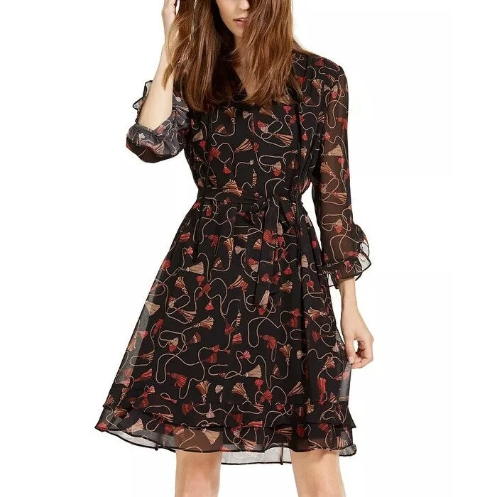 Marella Women's Orda Printed Fit & Flare Dress Black Size 2