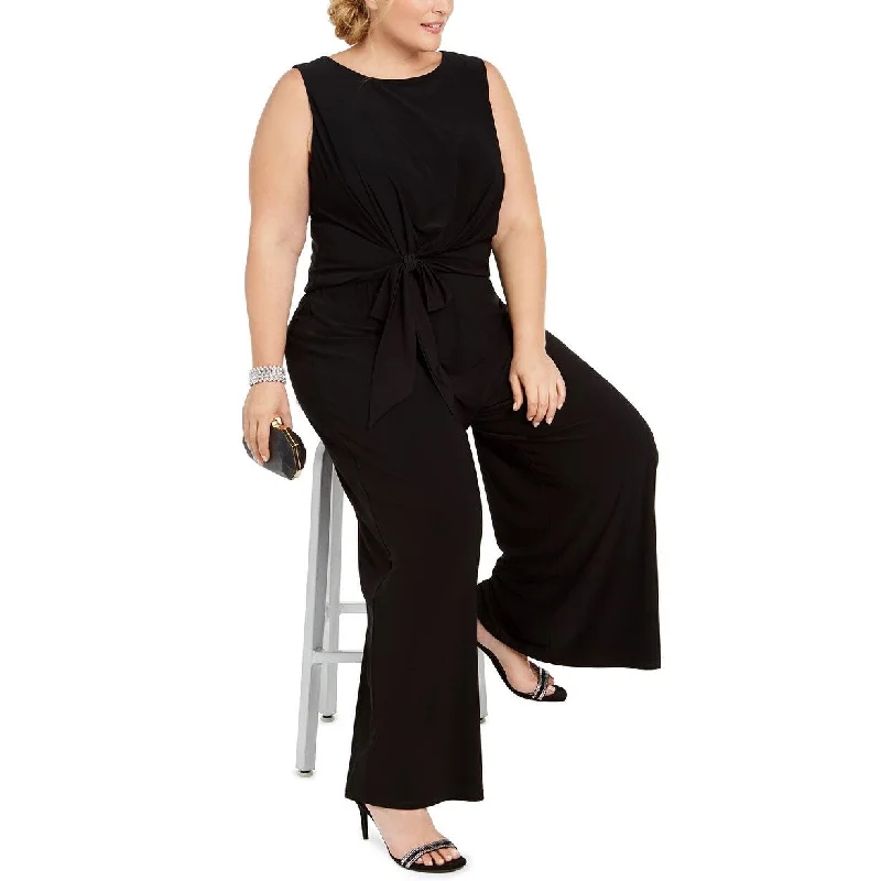 MSK Women's Plus Size Tie-Front Jumpsuit Black Size 2X