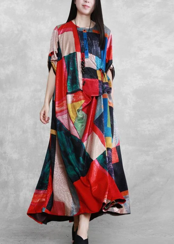 2021 Silk Summer Dress Print A Line Dresses ( Limited Stock) Geometric