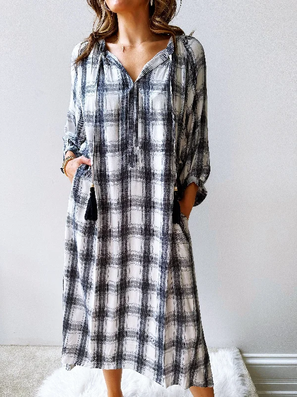 Plaid Tunic Midi Dress