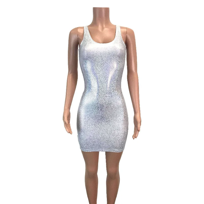 Silver Holographic Bodycon Dress