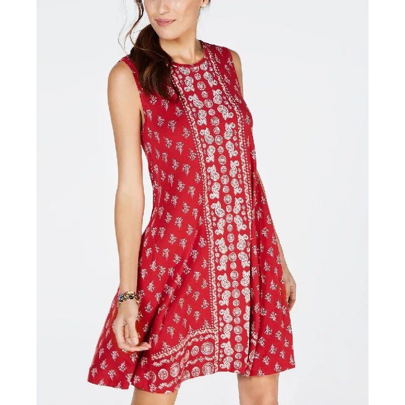 Style & Co Women's Border-Trim Trapeze Dress Red Size Extra Large - X-Large