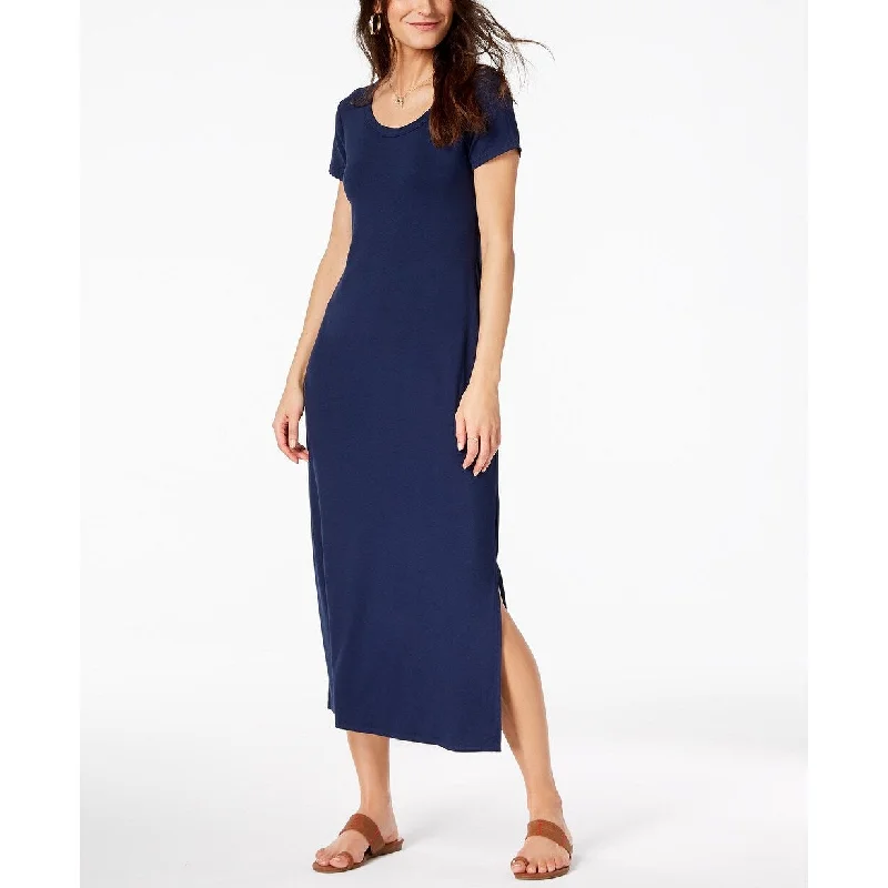 Style & Co Women's Petite Scoop-Neck Maxi Dress Blue Size Petite