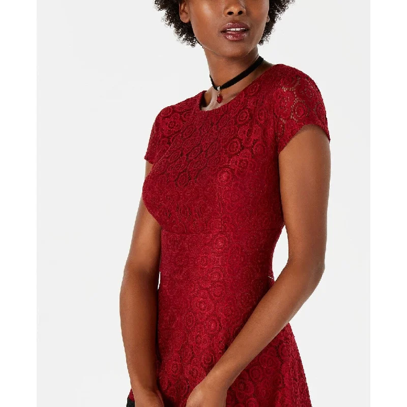 Teeze Me Junior's Lace Fit & Flare Dress Red Size 11