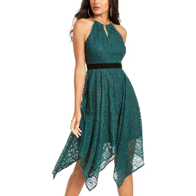 Thalia Sodi Women's Chain-Neck Lace Dress Dark Green Size Medium