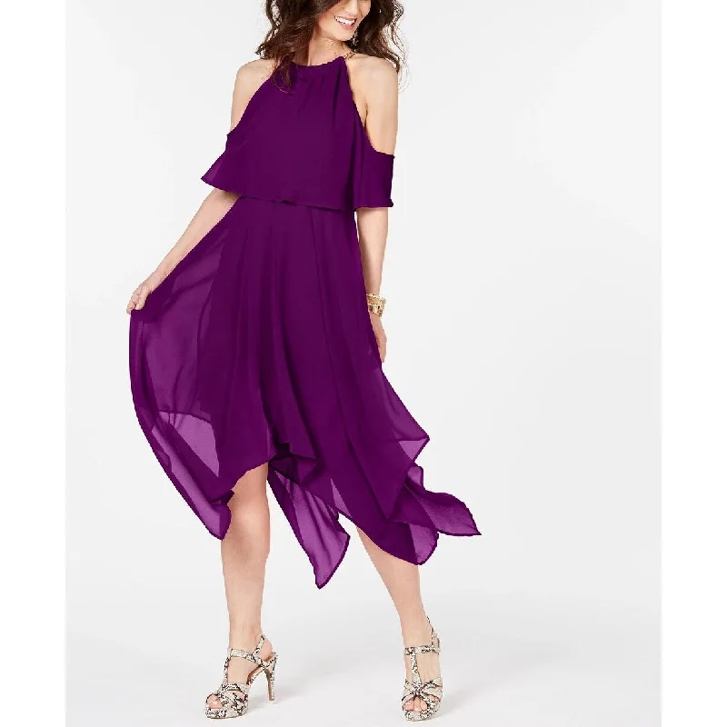 Thalia Sodi Women's Off-The-Shoulder Maxi Dress Purple Size Extra Small - X-Small