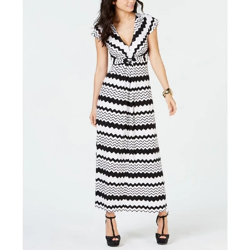 Thalia Sodi Women's Printed Maxi Dress Black/White Size Extra Small