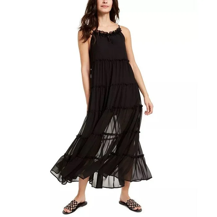 The Weekend Brand Women's Senorita Ruffle Trim Maxi Dress Black Size Large