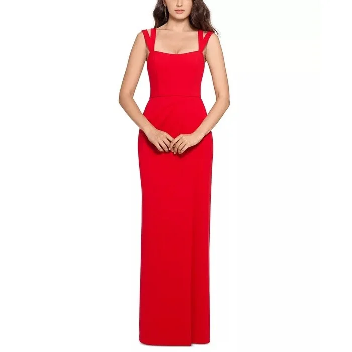 XSCAPE Women's Double Strap Gown Red Size 8