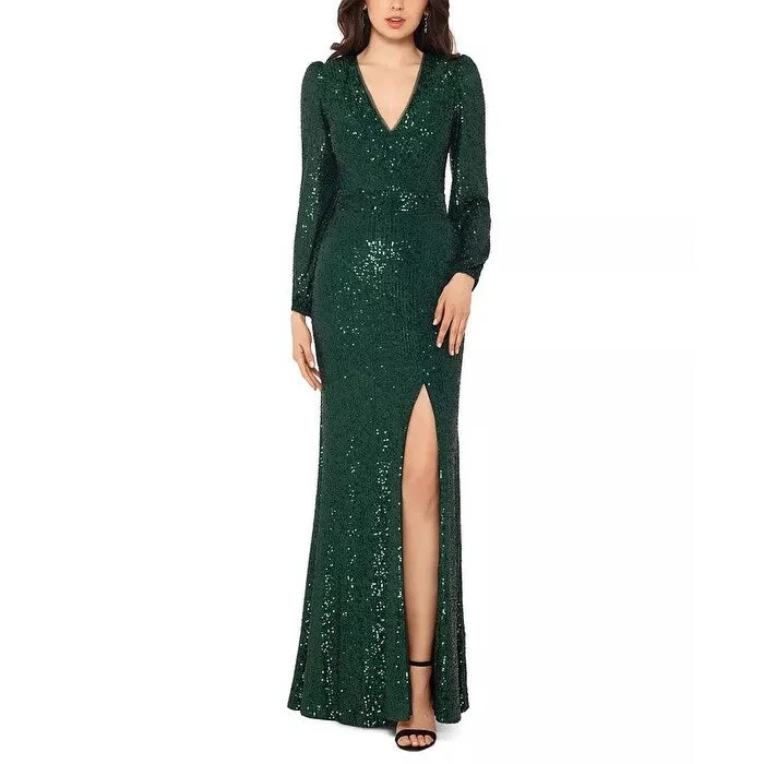 Xscape Women's Sequined Gown Green Size 12