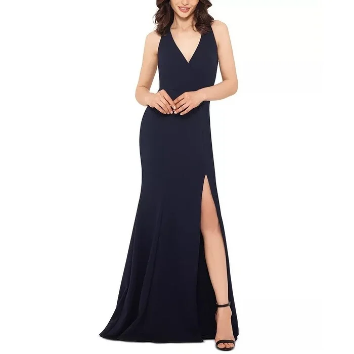 XSCAPE Women's Side-Slit Gown Navy Size 12